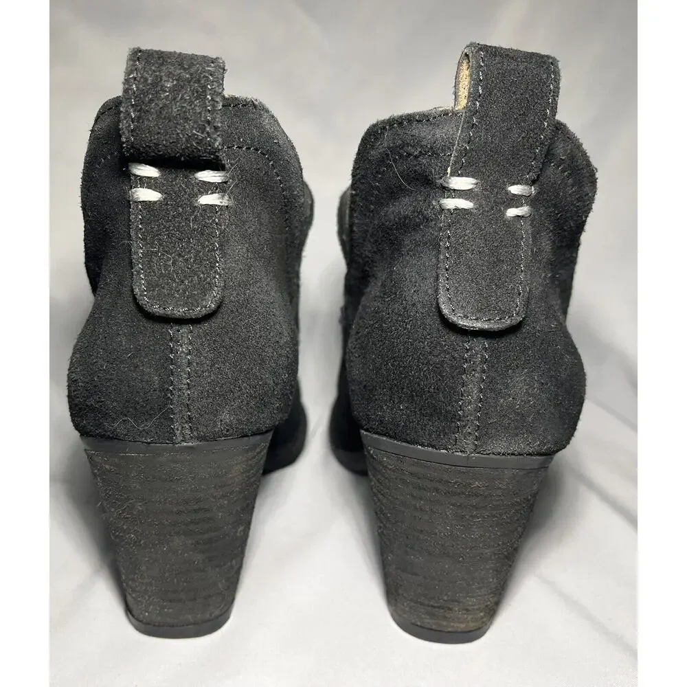 Jeffrey Campbell Boots 8.5 Ankle Burman Split Shaft Black Suede Block Heel‎